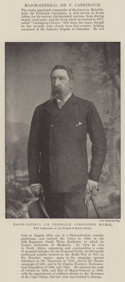 Generał dywizji Sir Frederick Carrington, KCMG, nowy dowódca sił zbrojnych w RPA autorstwa English Photographer