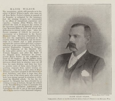 Major Allan Wilson, dowodzący Partią Brytyjskich Oddziałów Kompanii RPA w wojnie Matabili autorstwa English Photographer