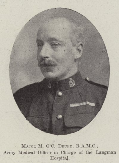 Major MO OC Drury, RAMC, wojskowy oficer medyczny odpowiedzialny za szpital Langman autorstwa English Photographer