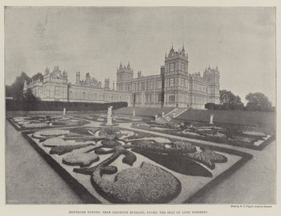 Mentmore Towers, niedaleko Leighton Buzzard, Buckinghamshire, siedziba Lorda Rosebery autorstwa English Photographer