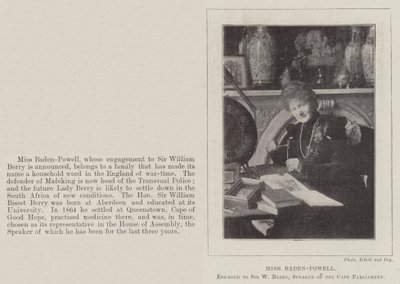 Panna Baden-Powell, zaręczona z Sir W Berrym, przewodniczącym parlamentu Cape autorstwa English Photographer