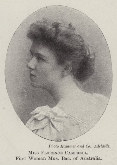 Miss Florence Campbell, pierwsza kobieta z tytułem licencjata muzyki Australii autorstwa English Photographer