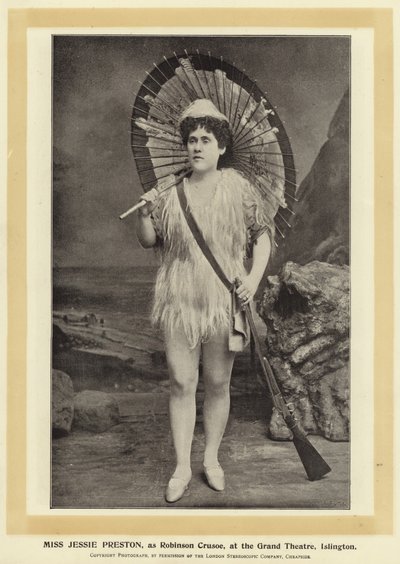 Panna Jessie Preston jako Robinson Crusoe w Teatrze Wielkim w Islington autorstwa English Photographer