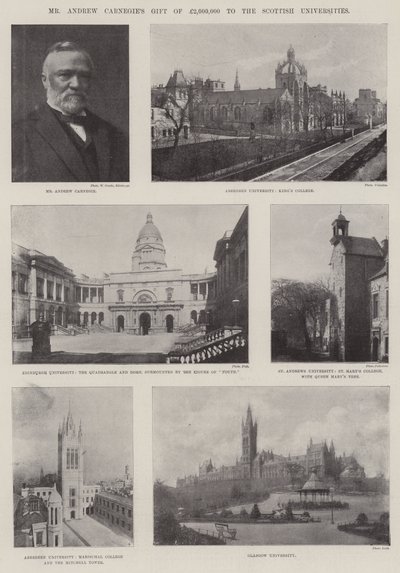 Dar Andrew Carnegie w wysokości 200,000 funtów dla szkockich uniwersytetów autorstwa English Photographer