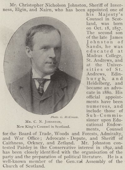 Pan C N Johnston, nowy radca prawny w Szkocji autorstwa English Photographer