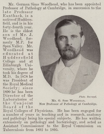 Pan G Sims Woodhead, nowy profesor patologii w Cambridge autorstwa English Photographer