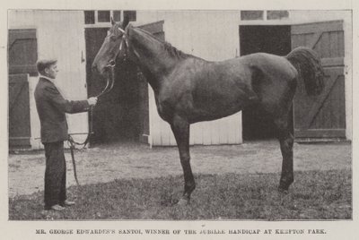Pan George Edwardess Santoi, zwycięzca Jubileuszowego Handicapu w Kempton Park autorstwa English Photographer