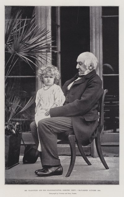 Pan Gladstone i jego wnuczka, Dorothy Drew, Hawarden, październik 1893 autorstwa English Photographer
