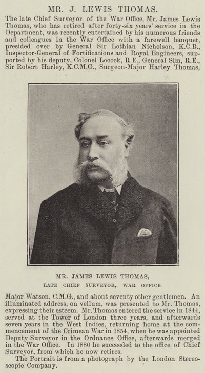 Pan James Lewis Thomas, nieżyjący już Główny Geodeta, Biuro Wojny autorstwa English Photographer