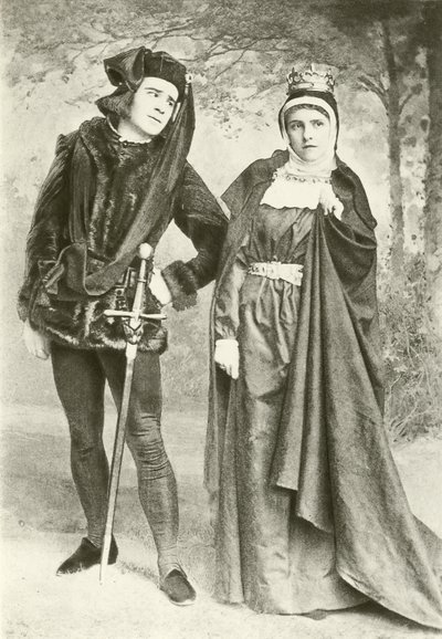 Pan R Mansield i panna B Cameron jako Richard III i Lady Anne (wklęsłodruk) autorstwa English Photographer