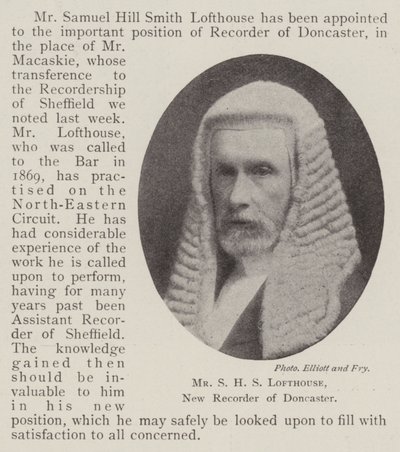 Mr S H S Lofthouse, nowy rejestrator Doncaster autorstwa English Photographer