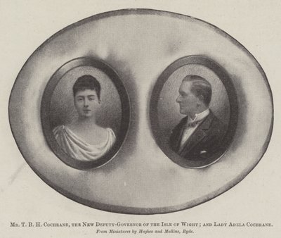 Pan T B H Cochrane, nowy zastępca gubernatora wyspy Wight; i Lady Adeli Cochrane autorstwa English Photographer
