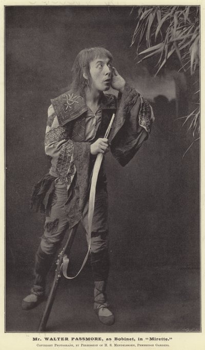 Pan Walter Passmore, jako Bobinet, w Mirette autorstwa English Photographer