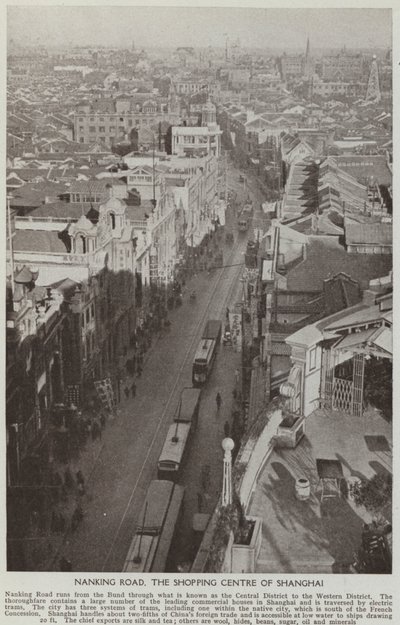 Nanking Road, centrum handlowe Szanghaju (zdjęcie czarno-białe) autorstwa English Photographer