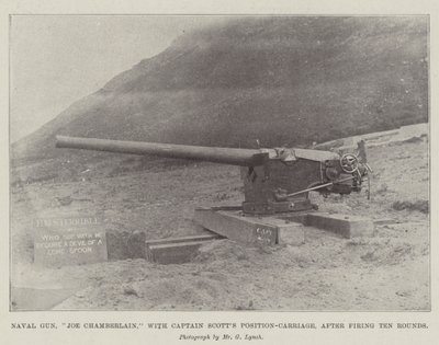 Naval Gun, Joe Chamberlain, z kapitanem Scotts Position-Carriage, po wystrzeleniu dziesięciu pocisków autorstwa English Photographer
