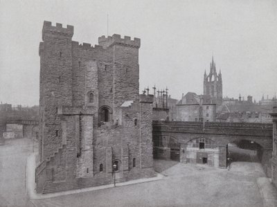 Stary Zamek, Czarna Brama i Katedra, Newcastle (zdjęcie czarno-białe) autorstwa English Photographer
