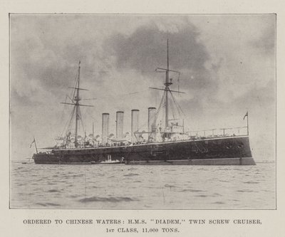 Zamówiono na chińskie wody, HMS Diadem, Twin Screw Cruiser, 1. klasa, 11 000 ton autorstwa English Photographer
