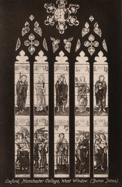 Oxford, Manchester College, West Window, Burne Jones (zdjęcie czarno-białe) autorstwa English Photographer