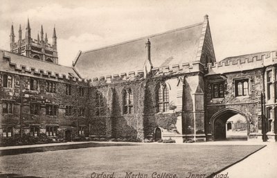 Oxford, Merton College, Inner Quad (zdjęcie czarno-białe) autorstwa English Photographer