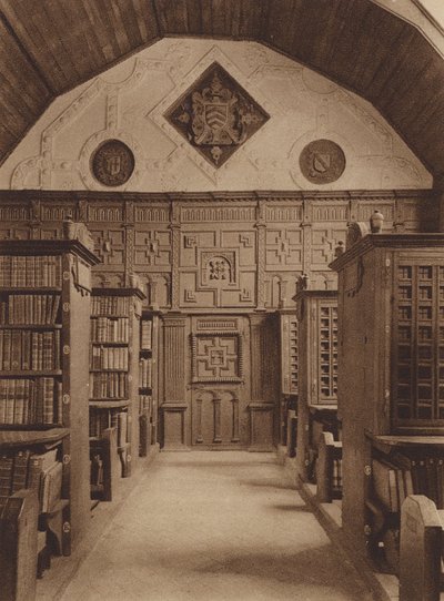 Oxford: Merton College, Biblioteka, północny koniec (zdjęcie czarno-białe) autorstwa English Photographer