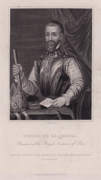Pedro de la Gasca, hiszpański biskup, dyplomata i drugi wicekról Peru (zdjęcie czarno-białe) autorstwa English Photographer