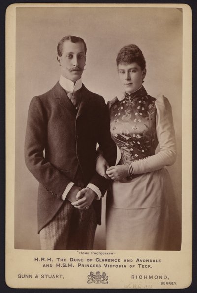 Portret, książę Albert Victor, najstarszy syn króla Edwarda VII i księżniczka Maria de Teck (zdjęcie czarno-białe) autorstwa English Photographer