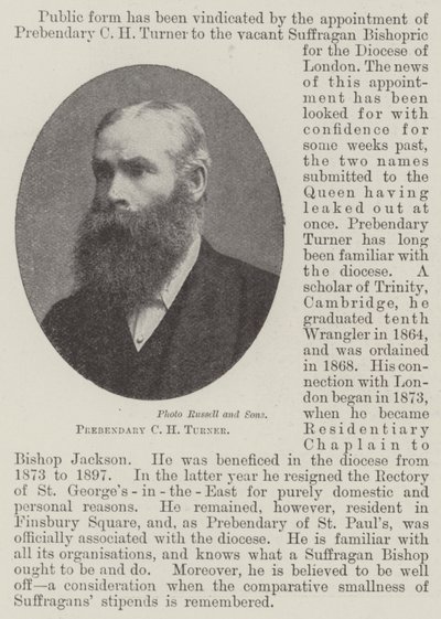 Prebendariusz C H Turner autorstwa English Photographer