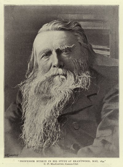 Profesor Ruskin w swoim gabinecie w Brantwood, maj 1894 autorstwa English Photographer