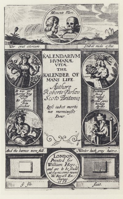 R Farley, Kalendarz ludzkiego życia, W Hope 1638 (zdjęcie czarno-białe) autorstwa English Photographer