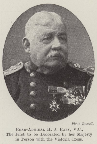 Kontradmirał H J Raby, VC, pierwszy, który został osobiście odznaczony przez Jej Wysokość Krzyżem Wiktorii autorstwa English Photographer