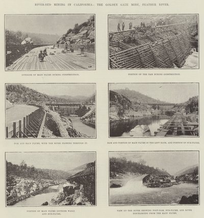 Wydobywanie koryt rzecznych w Kalifornii, kopalnia Golden Gate, Feather River autorstwa English Photographer