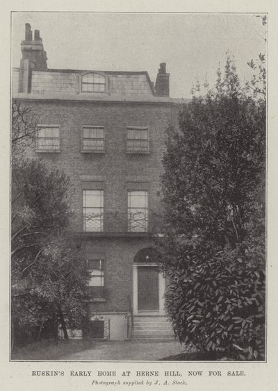 Ruskins Early Home w Herne Hill, teraz na sprzedaż autorstwa English Photographer