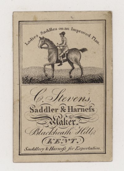 Saddler and Harness Maker, C Stevens, karta handlowa autorstwa English Photographer