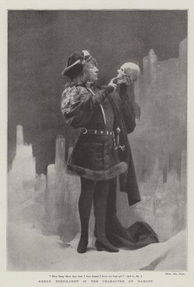 Sarah Bernhardt w postaci Hamleta autorstwa English Photographer