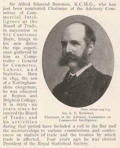 Sir A E Bateman, Przewodniczący Komitetu Doradczego ds. Wywiadu Handlowego autorstwa English Photographer