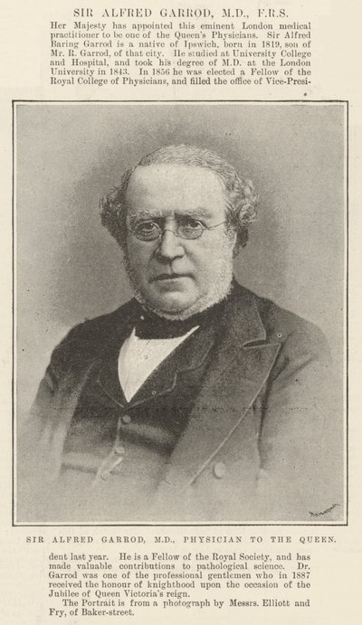 Sir Alfred Garrod, MD, FRS autorstwa English Photographer