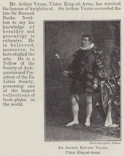 Sir Arthur Edward Wikariusze, Ulster King-at-Arms autorstwa English Photographer