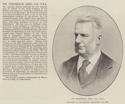 Sir Frederick Abel, CB, FRS, prezes Stowarzyszenia Brytyjskiego w 1890 r autorstwa English Photographer