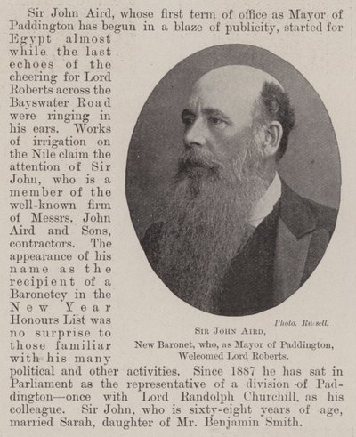 Sir John Aird, New Baronet, który jako burmistrz Paddington powitał Lorda Robertsa autorstwa English Photographer