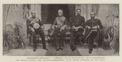 Sir Philip Currie, ambasador brytyjski, z trzema członkami swojego sztabu autorstwa English Photographer