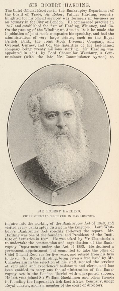 Sir Robert Harding, główny syndyk masy upadłościowej autorstwa English Photographer