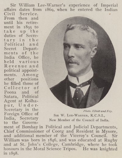 Sir W Lee-Warner, KCSI, nowy członek Rady Indii autorstwa English Photographer