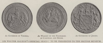 Oficjalne pieczęcie Sir Waltera Ralghsa, które zostaną przedstawione British Museum autorstwa English Photographer