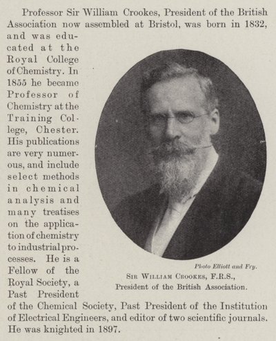 Sir William Crookes, FRS, prezes Stowarzyszenia Brytyjskiego autorstwa English Photographer
