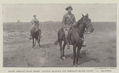 Lekki koń południowoafrykański, kapitan Balfour i sierżant-major Lilley, szwadron autorstwa English Photographer