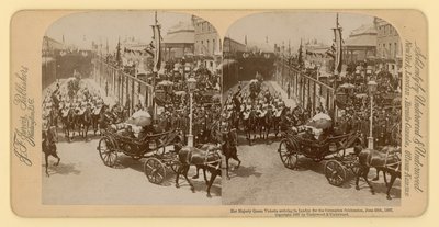 Nadruk stereograficzny Diamentowego Jubileuszu Królowej Wiktorii autorstwa English Photographer