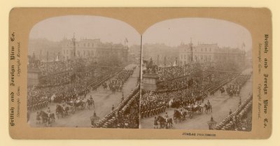 Nadruk stereograficzny Diamentowego Jubileuszu Królowej Wiktorii autorstwa English Photographer