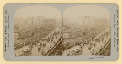 Nadruk stereograficzny Diamentowego Jubileuszu Królowej Wiktorii autorstwa English Photographer