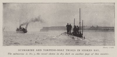 Próby łodzi podwodnej i łodzi torpedowej w Stokes Bay autorstwa English Photographer