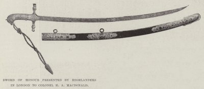 Sword of Honor podarowany przez Highlanders w Londynie pułkownikowi H A MacDonald autorstwa English Photographer